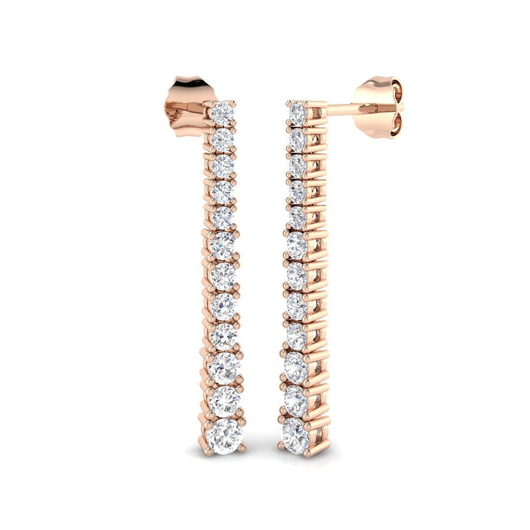 Fleur Luxury Gold Drop & Trilogy Diamond Earrings 1ct to 1.75ct in 10K/14K gold and platinum with certified lab-grown or natural diamonds