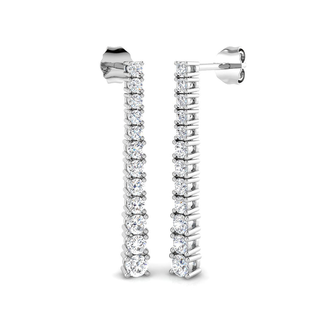Fleur Luxury Gold Drop & Trilogy Diamond Earrings 1ct to 1.75ct in 10K/14K gold and platinum with certified lab-grown or natural diamonds