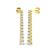 Fleur Luxury Gold Drop & Trilogy Diamond Earrings 1ct to 1.75ct in 10K/14K gold and platinum with certified lab-grown or natural diamonds