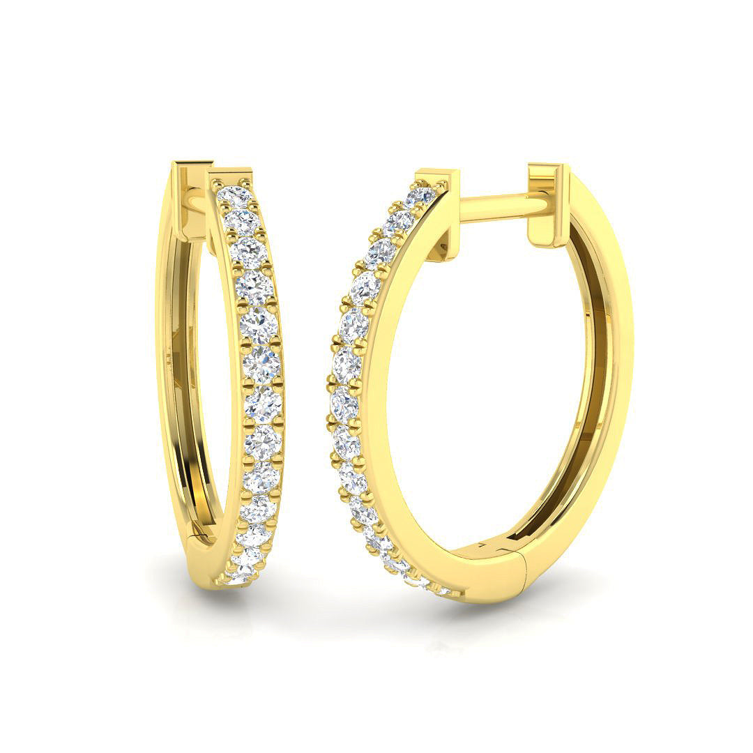 0.25 Ct to 0.5 Ct Diamond Hoop Earrings in 10K/14K gold and platinum with certified lab-grown or natural diamonds