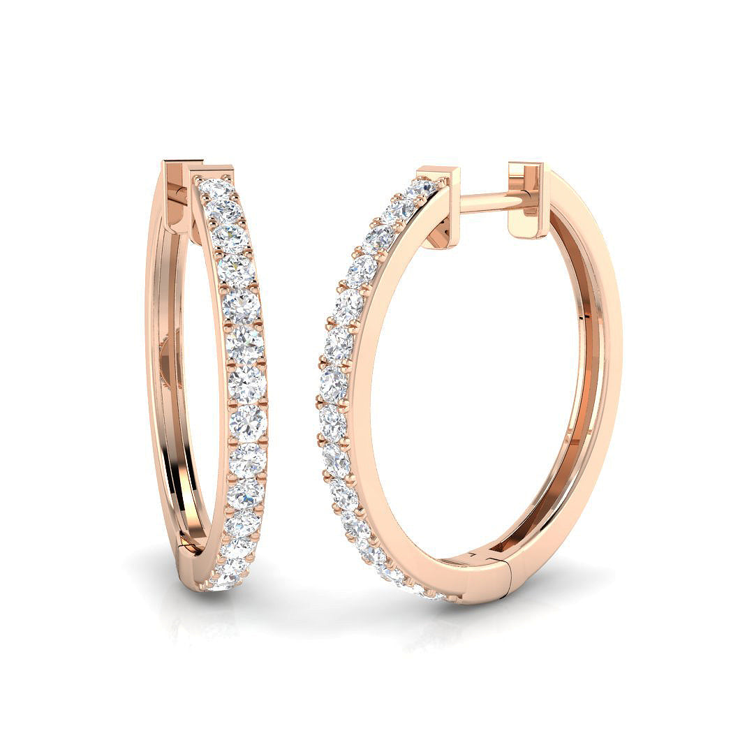 Elegant 0.5 Ct Round Diamond Hoop Earrings in 10K/14K gold and platinum with certified lab-grown or natural diamonds