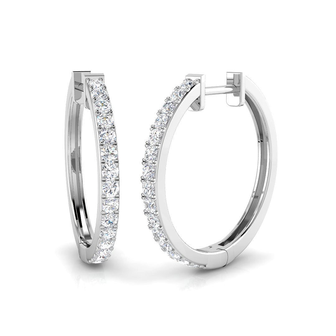 Elegant 0.5 Ct Round Diamond Hoop Earrings in 10K/14K gold and platinum with certified lab-grown or natural diamonds