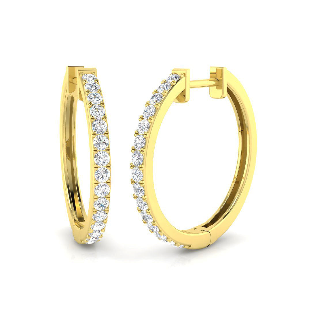 Elegant 0.5 Ct Round Diamond Hoop Earrings in 10K/14K gold and platinum with certified lab-grown or natural diamonds