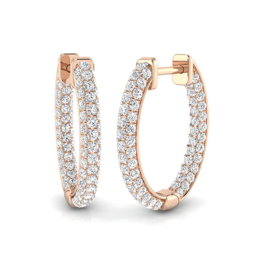 1.00 Ct Round Diamond Hoop Earrings in 10K/14K gold and platinum with certified lab-grown or natural diamonds
