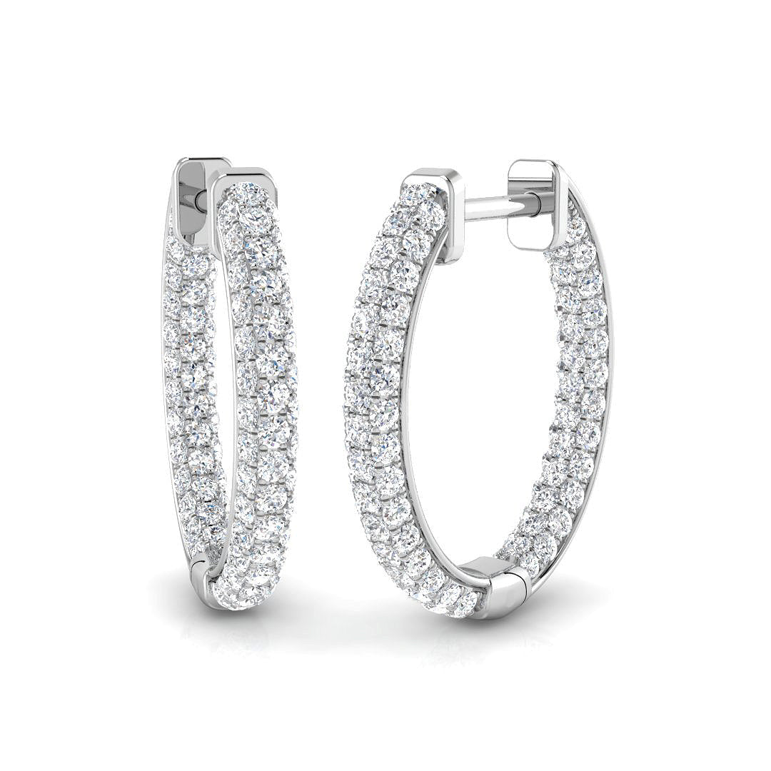 1.00 Ct Round Diamond Hoop Earrings in 10K/14K gold and platinum with certified lab-grown or natural diamonds