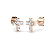 Stud Earrings with Cross Shape Diamond Cluster - 9kt in 10K/14K gold and platinum with certified lab-grown or natural diamonds