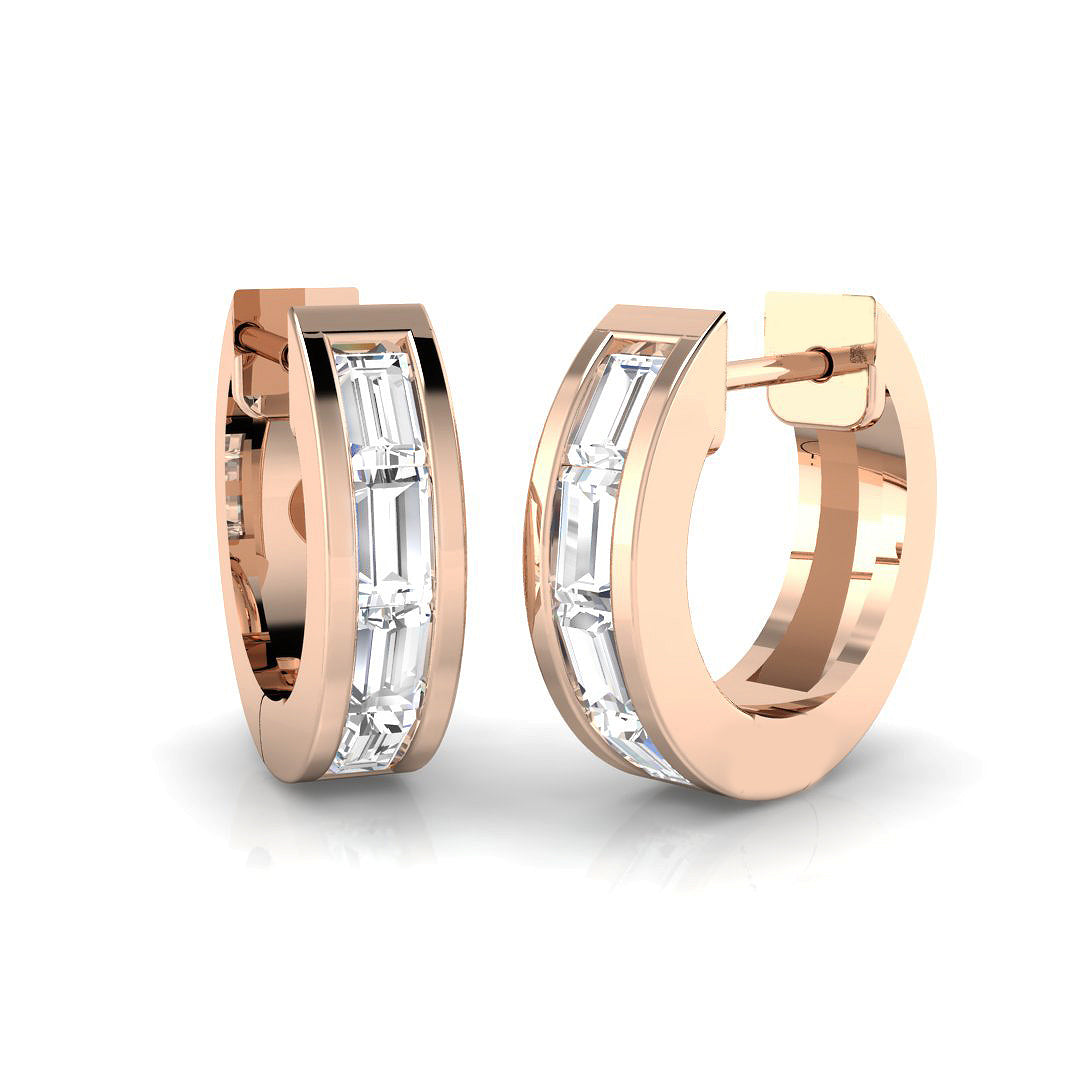 0.5 Ct Baguette Diamond Hoop Earrings in 10K/14K gold and platinum with certified lab-grown or natural diamonds