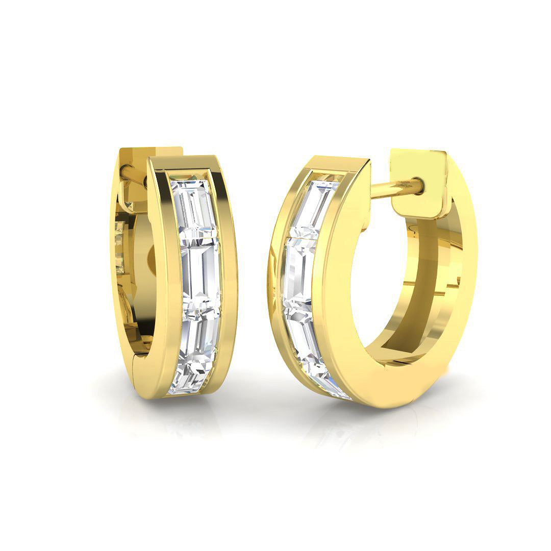 0.5 Ct Baguette Diamond Hoop Earrings in 10K/14K gold and platinum with certified lab-grown or natural diamonds