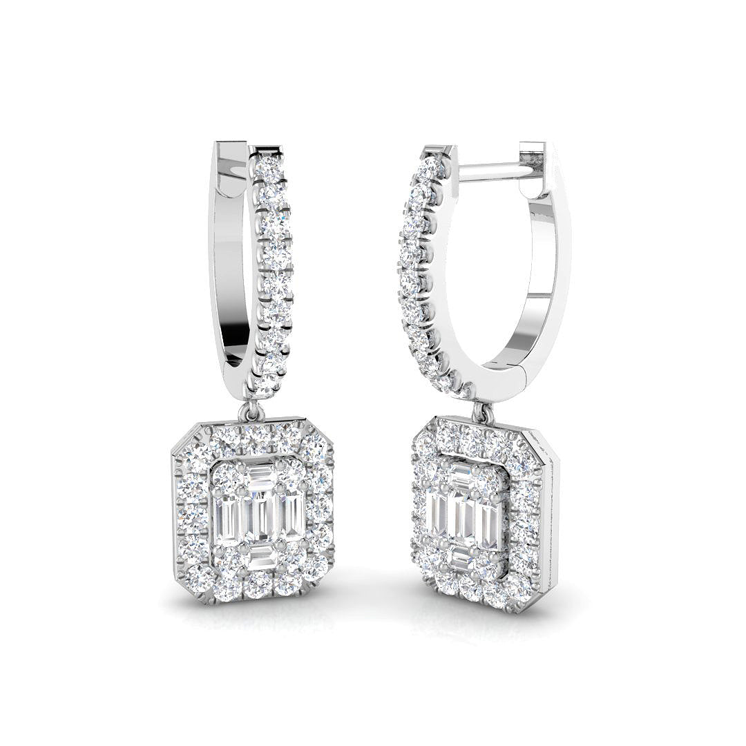 Tilly Luxury Gold Drop & Trilogy Diamond Earrings, 0.5ct Elegance in 10K/14K gold and platinum with certified lab-grown or natural diamonds