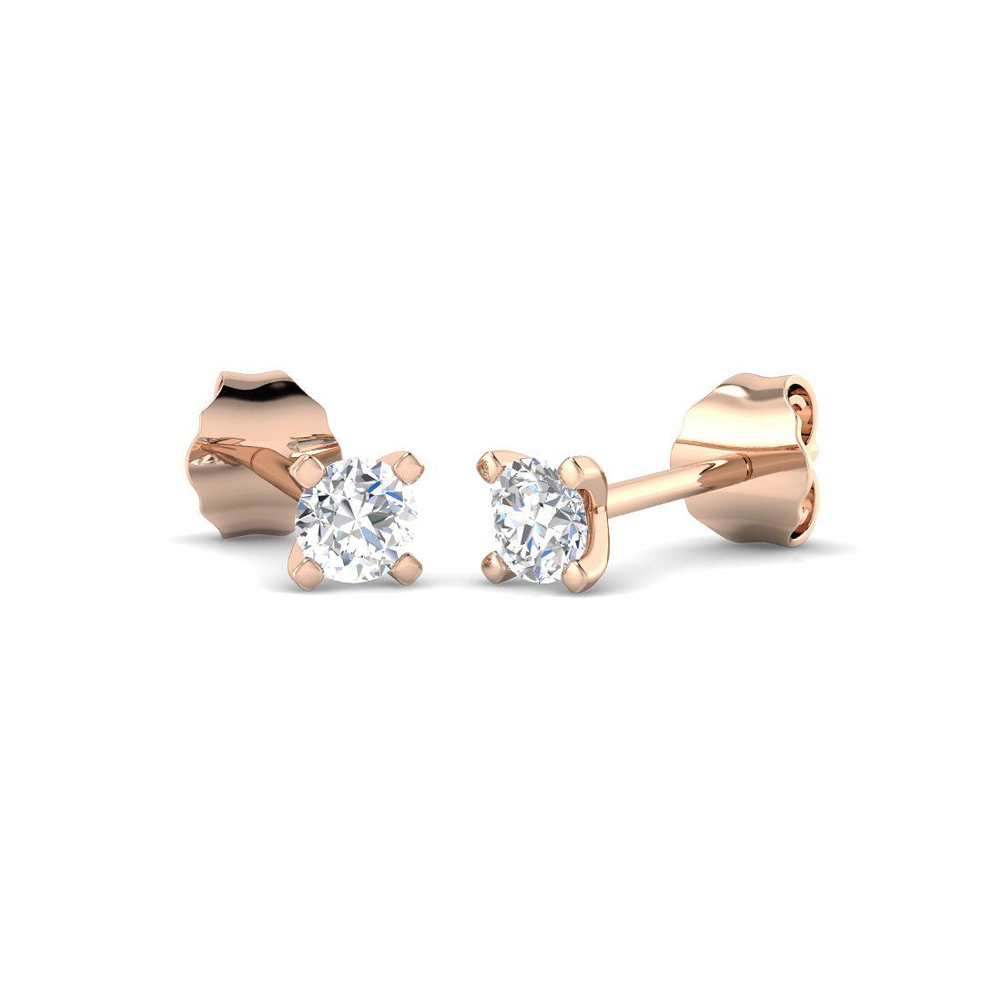 Solitaire Diamond Earrings with Lab Grown Round Cut - 0.25ct in 10K/14K gold and platinum with certified lab-grown or natural diamonds