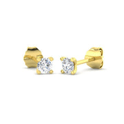 Solitaire Diamond Earrings with Lab Grown Round Cut - 0.25ct in 10K/14K gold and platinum with certified lab-grown or natural diamonds
