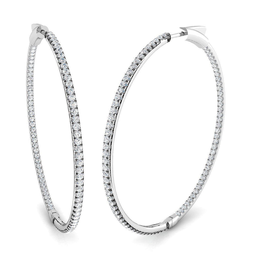 1.75 Ct to 3 Ct Diamond Hoop Earrings in 10K/14K gold and platinum with certified lab-grown or natural diamonds
