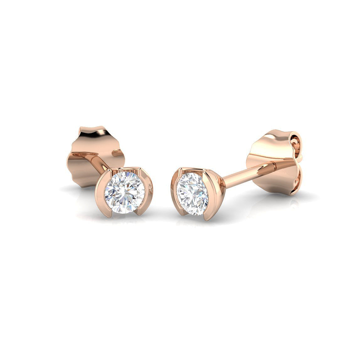 Solitaire Diamond Earrings with Lab Grown Round Cut - 0.20ct in 10K/14K gold and platinum with certified lab-grown or natural diamonds