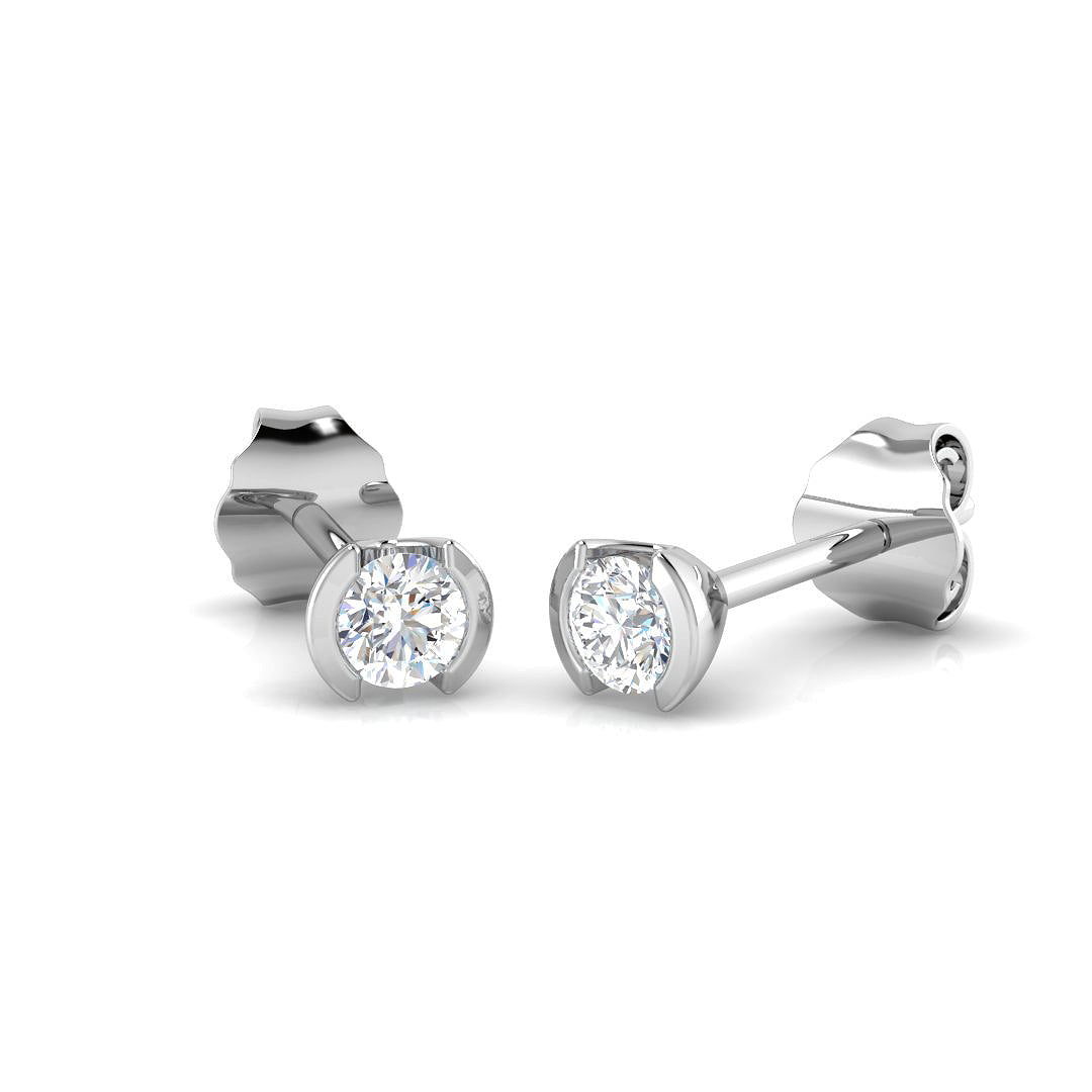 Solitaire Diamond Earrings with Lab Grown Round Cut - 0.20ct in 10K/14K gold and platinum with certified lab-grown or natural diamonds