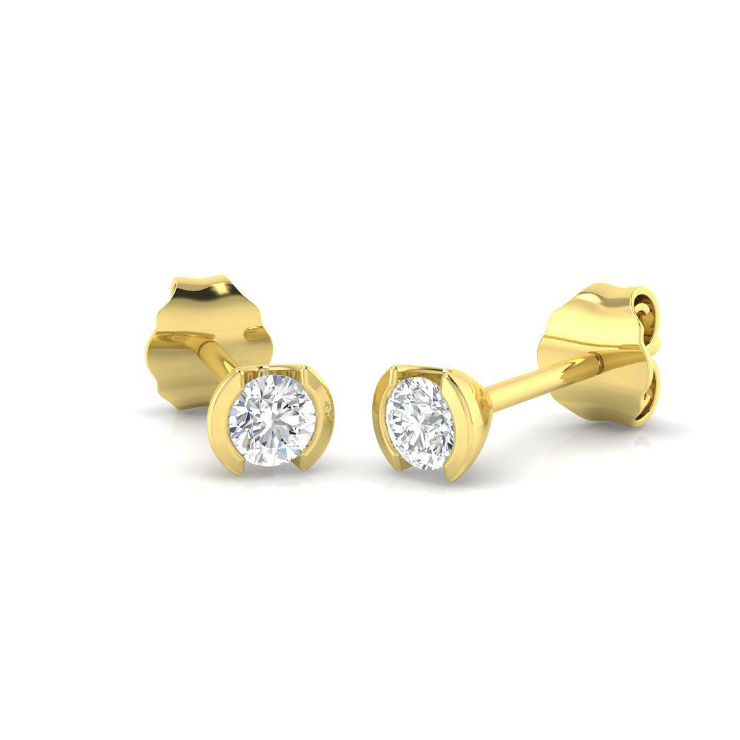 Solitaire Diamond Earrings with Lab Grown Round Cut - 0.20ct in 10K/14K gold and platinum with certified lab-grown or natural diamonds
