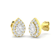 Halo Stud Earrings - 0.50 Carat Kitty Pear Cut Teardrop Solitaire in 10K/14K gold and platinum with certified lab-grown or natural diamonds