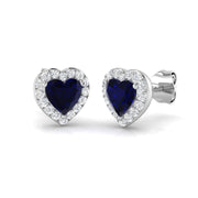 Heart Cut Blue Sapphire Diamond Stud Earrings - Luxury Gold & in 10K/14K gold and platinum with certified lab-grown or natural diamonds