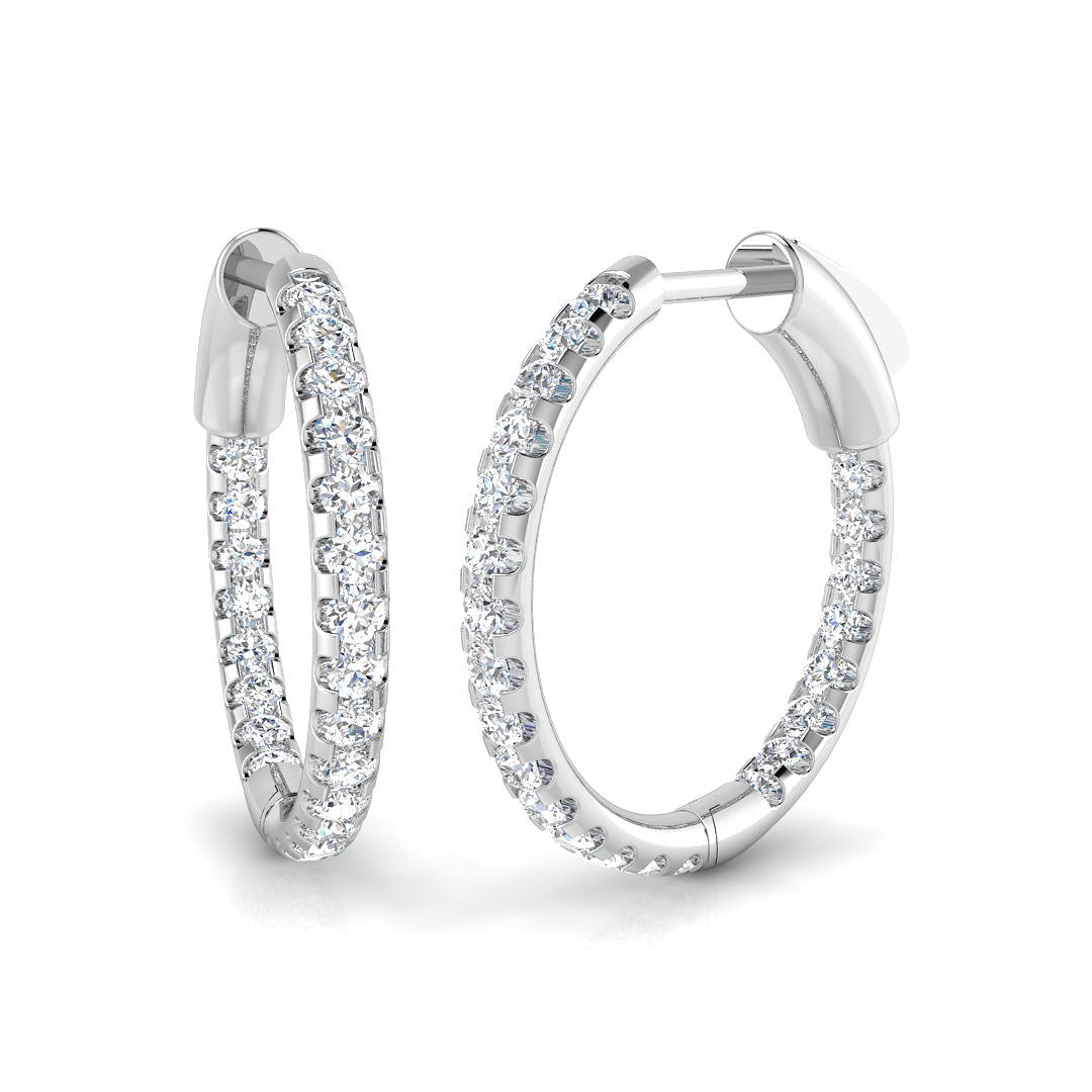0.5 Ct Round Diamond Hoop Earrings in 10K/14K gold and platinum with certified lab-grown or natural diamonds