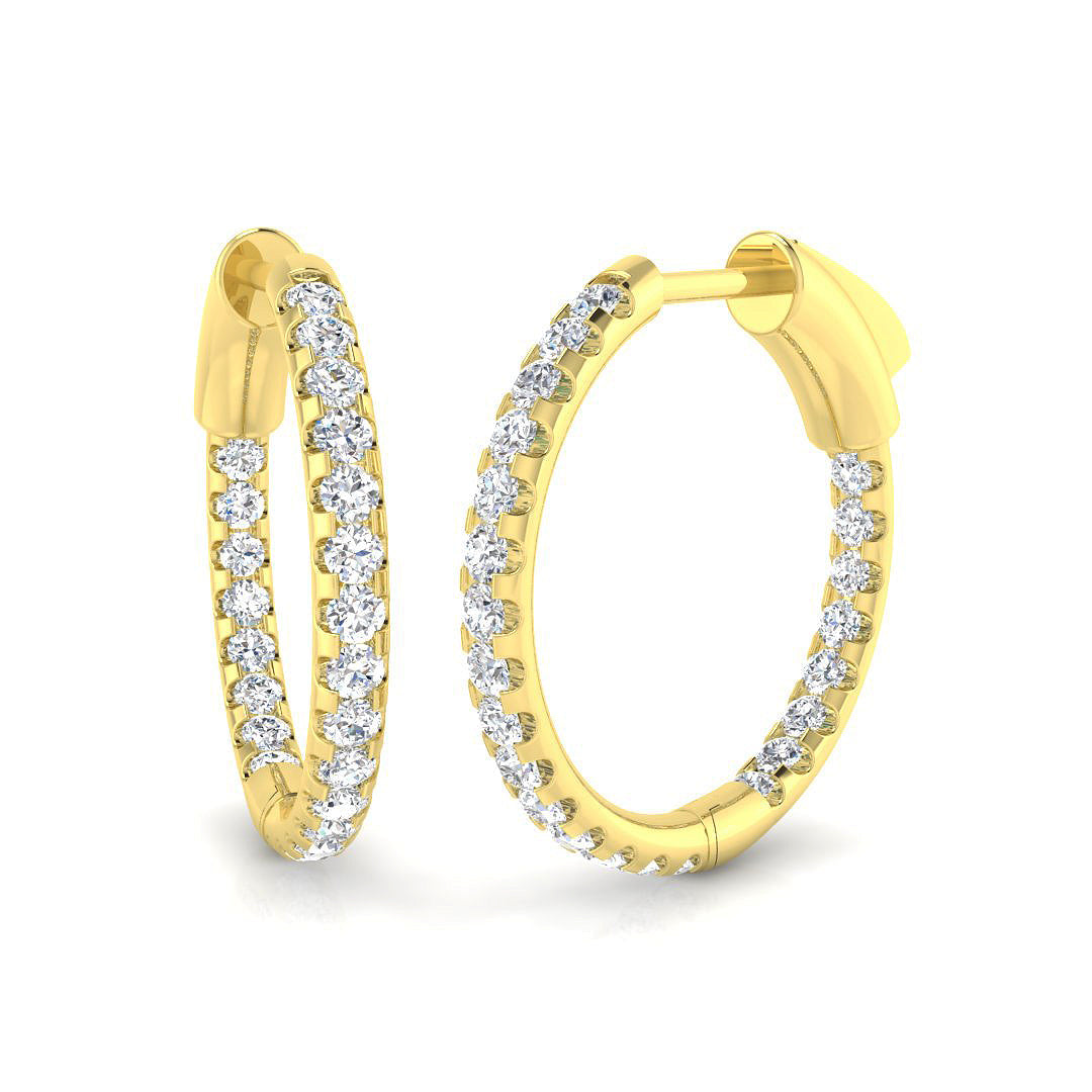 0.5 Ct Round Diamond Hoop Earrings in 10K/14K gold and platinum with certified lab-grown or natural diamonds