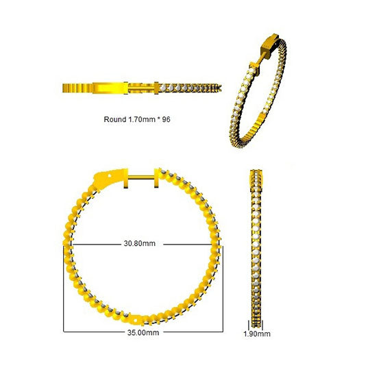 Hoop Earrings - 1.75ct To 2.75ct Pave Set Sparkle in 10K/14K gold and platinum with certified lab-grown or natural diamonds