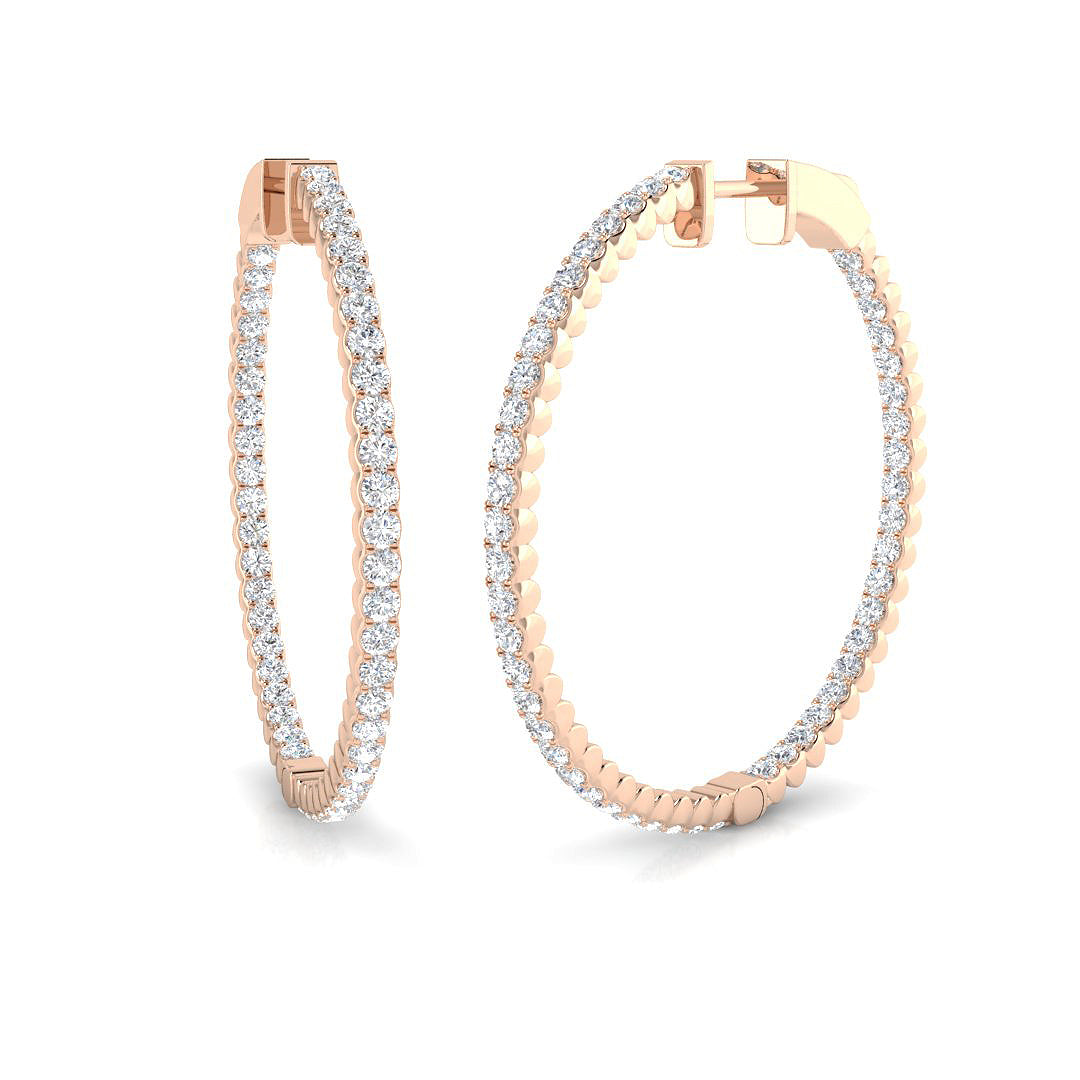 1.75 Ct to 3 Ct Diamond Hoop Earrings in 10K/14K gold and platinum with certified lab-grown or natural diamonds