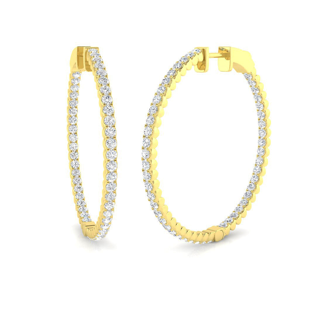 1.75 Ct to 3 Ct Diamond Hoop Earrings in 10K/14K gold and platinum with certified lab-grown or natural diamonds