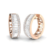 Hoop Earrings with Baguette and Round Diamonds - 3.5ct Heart Design in 10K/14K gold and platinum with certified lab-grown or natural diamonds