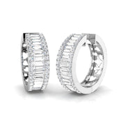 Hoop Earrings with Baguette and Round Diamonds - 3.5ct Heart Design in 10K/14K gold and platinum with certified lab-grown or natural diamonds
