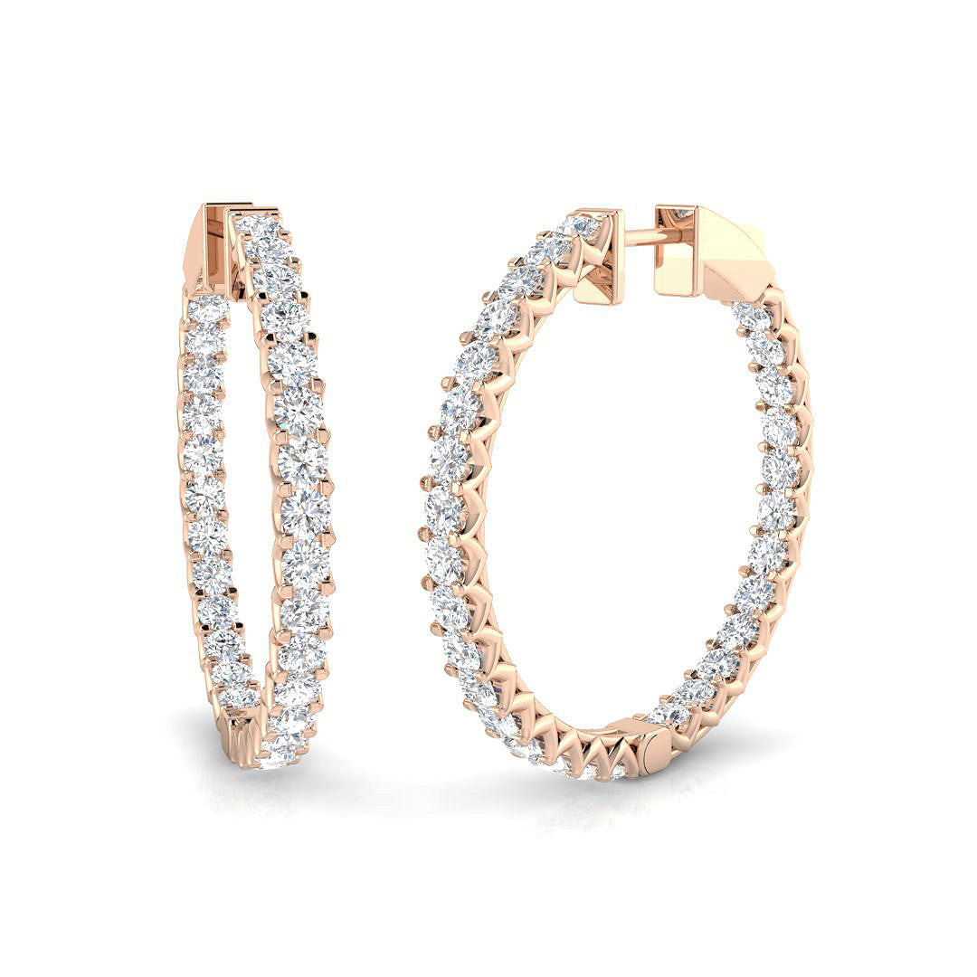 3.5 Ct to 5 Ct Diamond Hoop Earrings in 10K/14K gold and platinum with certified lab-grown or natural diamonds