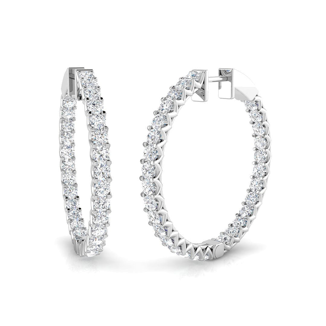 3.5 Ct to 5 Ct Diamond Hoop Earrings in 10K/14K gold and platinum with certified lab-grown or natural diamonds