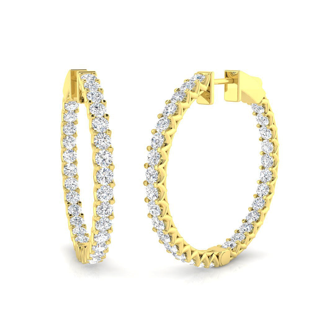 3.5 Ct to 5 Ct Diamond Hoop Earrings in 10K/14K gold and platinum with certified lab-grown or natural diamonds