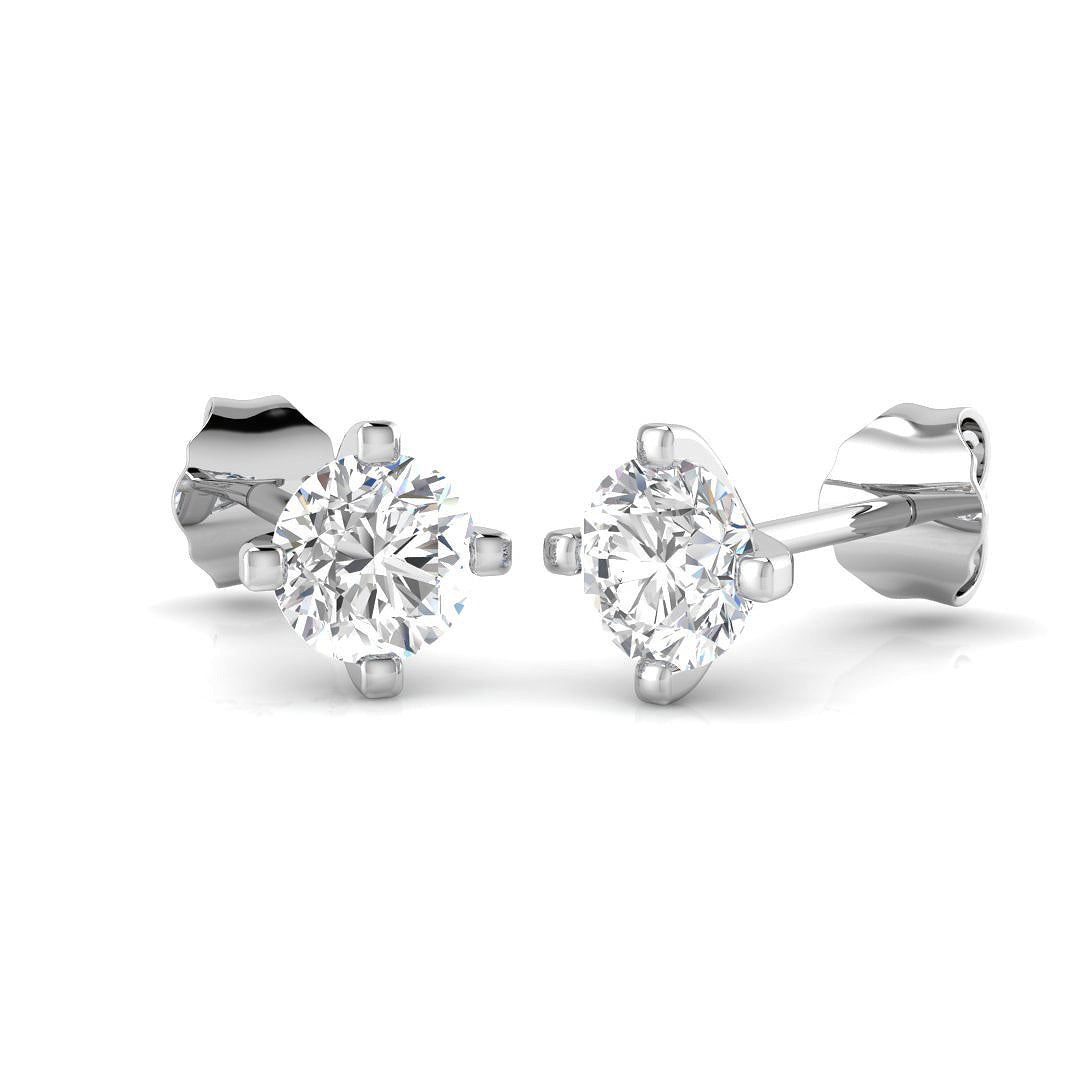 Stud Earrings with Lab Grown Round Cut Diamond - 3.00ct in 10K/14K gold and platinum with certified lab-grown or natural diamonds
