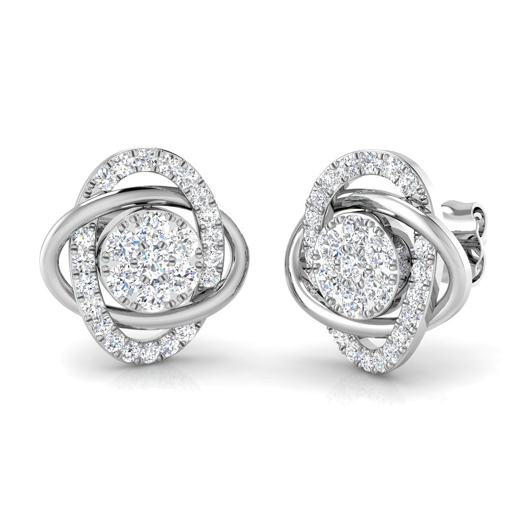 Exquisite 0.50Ct Diamond Love Knot Stud Earrings in in 10K/14K gold and platinum with certified lab-grown or natural diamonds