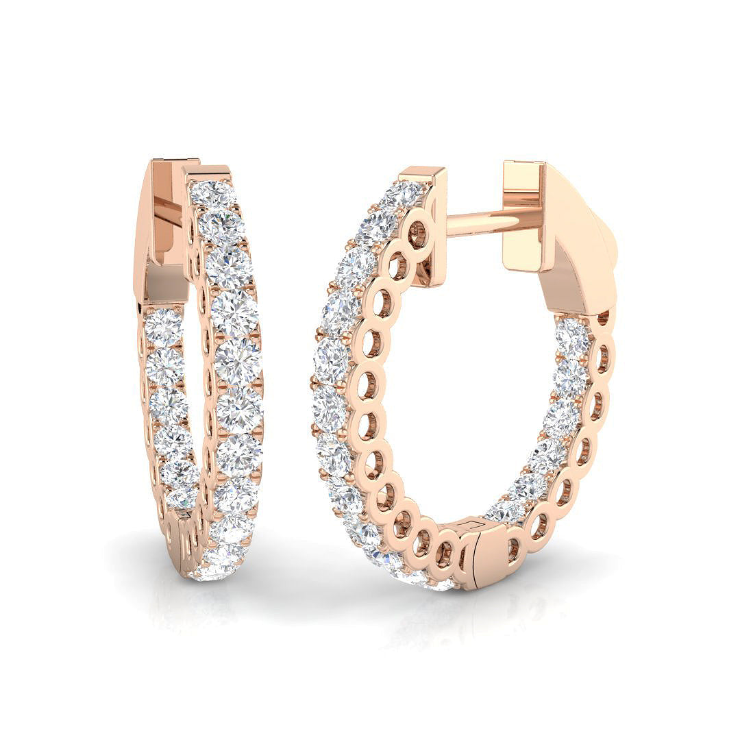 0.5 Ct Round Diamond Hoop Earrings in 10K/14K gold and platinum with certified lab-grown or natural diamonds