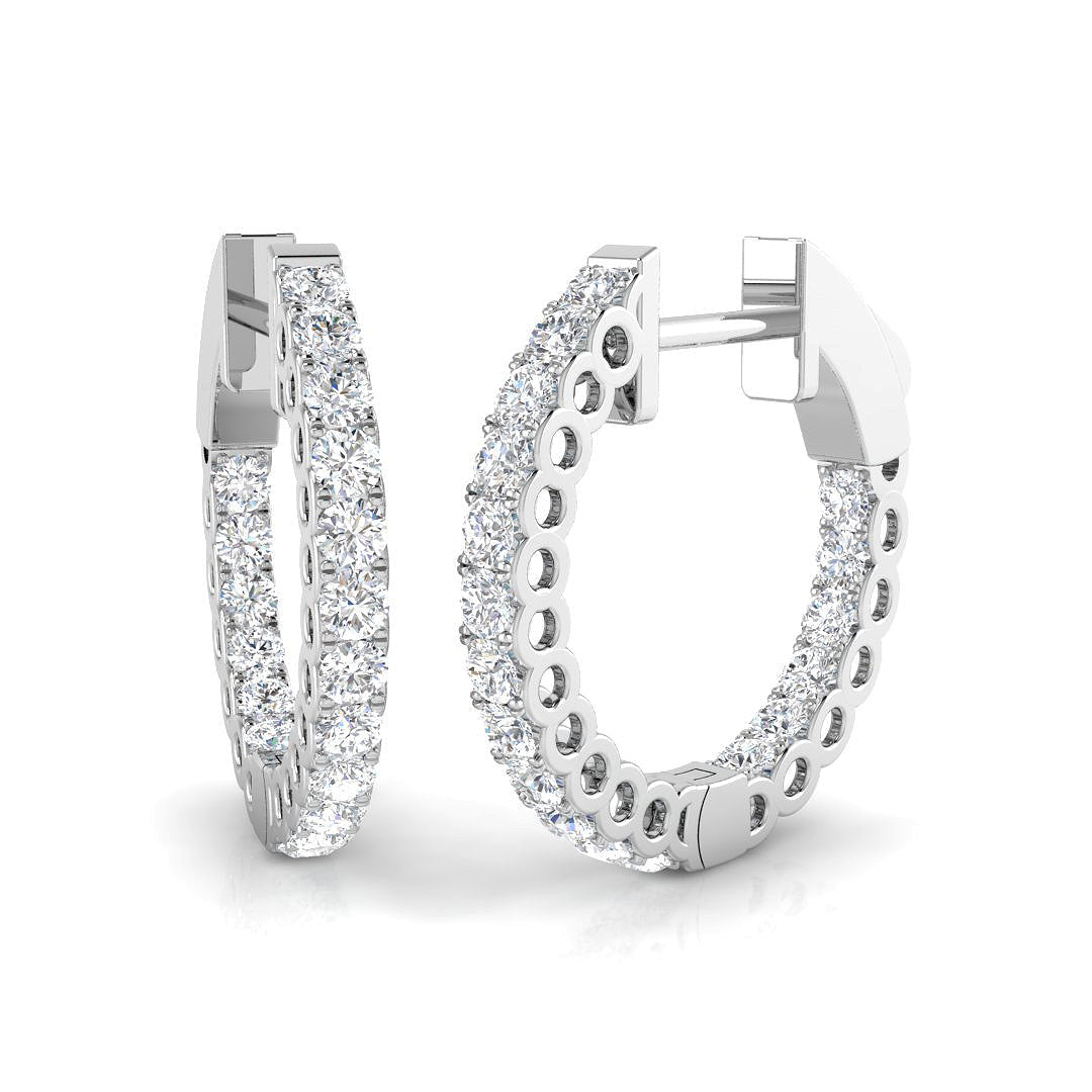 0.5 Ct Round Diamond Hoop Earrings in 10K/14K gold and platinum with certified lab-grown or natural diamonds