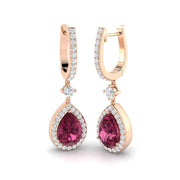 4.5 Ct Pink Pear Diamond Hoop Earrings in 10K/14K gold and platinum with certified lab-grown or natural diamonds