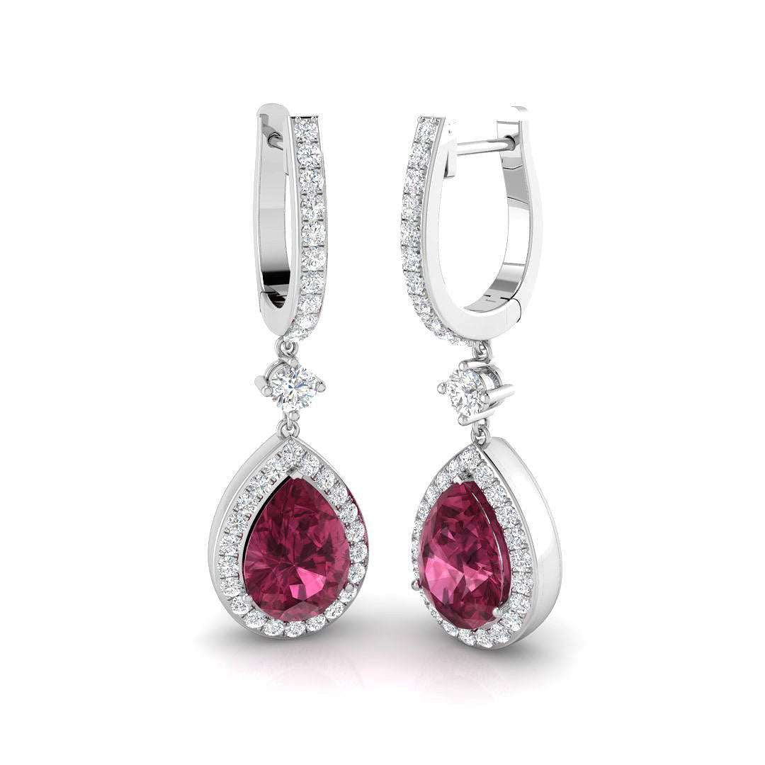 4.5 Ct Pink Pear Diamond Hoop Earrings in 10K/14K gold and platinum with certified lab-grown or natural diamonds