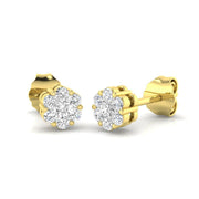 Flower Diamond Cluster Stud Earrings in 10K/14K gold and platinum with certified lab-grown or natural diamonds