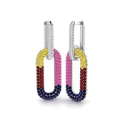 Luxury 3.5 Ct Multi-Gemstone Hoop Earrings in 10K/14K gold and platinum with certified lab-grown or natural diamonds
