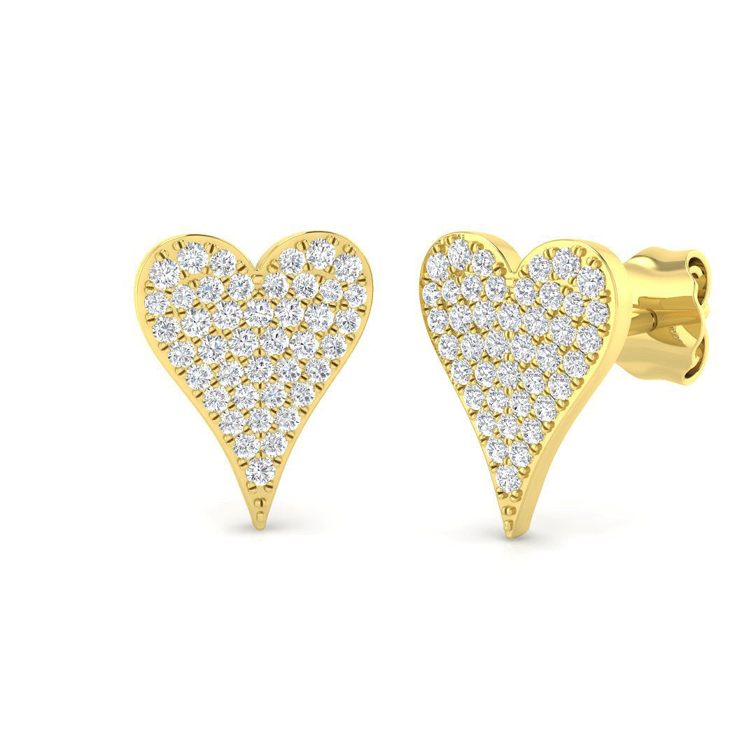 0.25ct Heart Cluster Diamond Stud Earrings in 10K/14K gold and platinum with certified lab-grown or natural diamonds