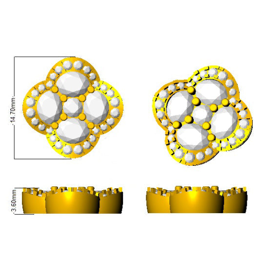 Emerald Diamond Clover Earrings in 10K/14K gold and platinum with certified lab-grown or natural diamonds