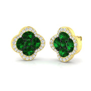Emerald Diamond Clover Earrings in 10K/14K gold and platinum with certified lab-grown or natural diamonds