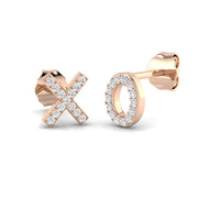 Charming 0.10 Ct Diamond XO Hugs and Kisses Stud Earrings for Women in 10K/14K gold and platinum with certified lab-grown or natural diamonds