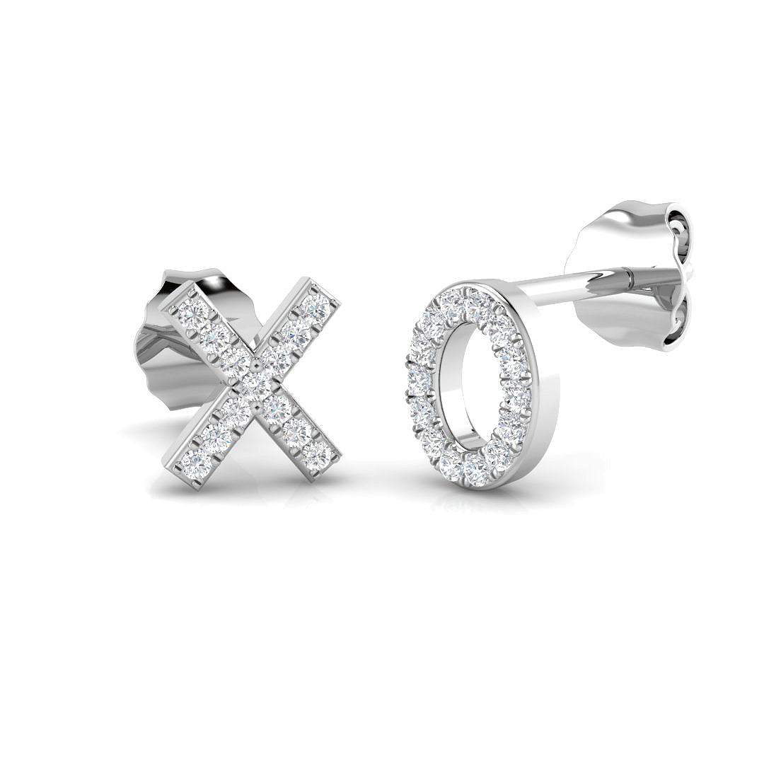 Charming 0.10 Ct Diamond XO Hugs and Kisses Stud Earrings for Women in 10K/14K gold and platinum with certified lab-grown or natural diamonds