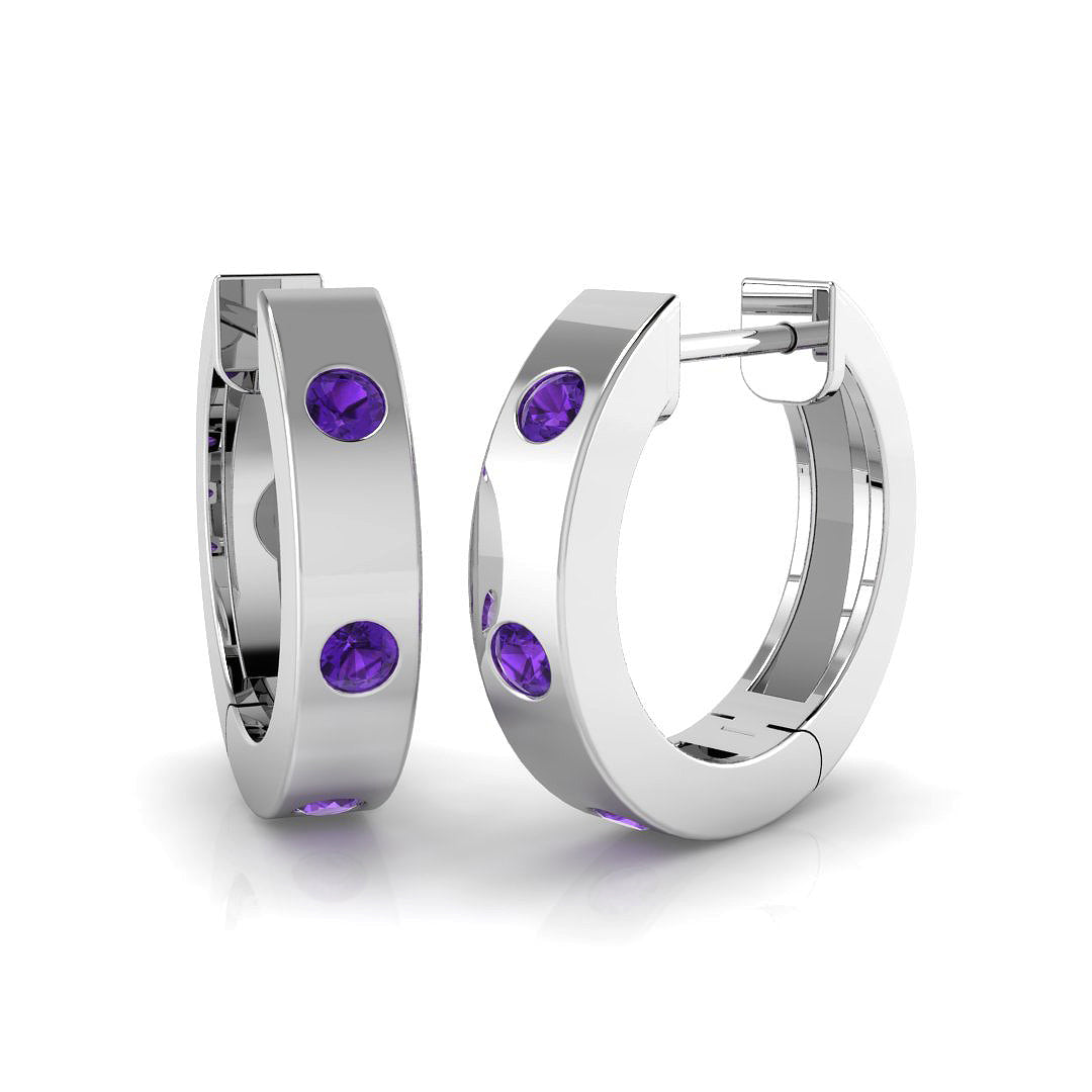 0.2 Ct Purple Diamond Hoop Earrings in 10K/14K gold and platinum with certified lab-grown or natural diamonds