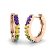 0.25 Ct to 0.33 Ct Multicolour Diamond Hoop Earrings in 10K/14K gold and platinum with certified lab-grown or natural diamonds