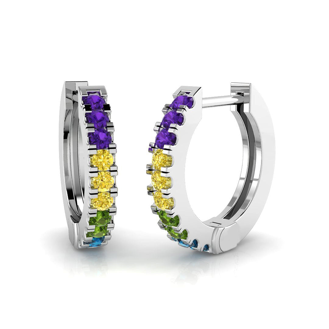 0.25 Ct to 0.33 Ct Multicolour Diamond Hoop Earrings in 10K/14K gold and platinum with certified lab-grown or natural diamonds