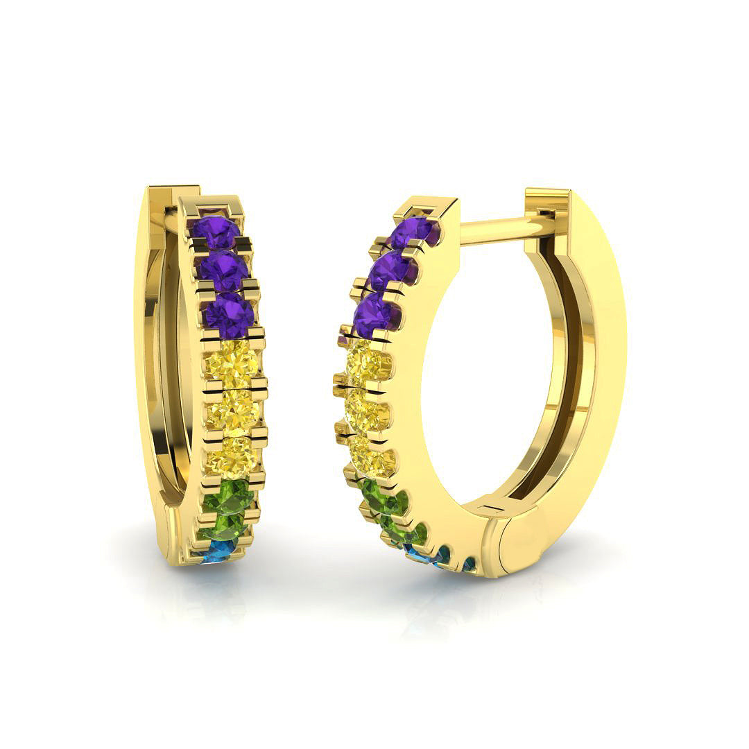 0.25 Ct to 0.33 Ct Multicolour Diamond Hoop Earrings in 10K/14K gold and platinum with certified lab-grown or natural diamonds