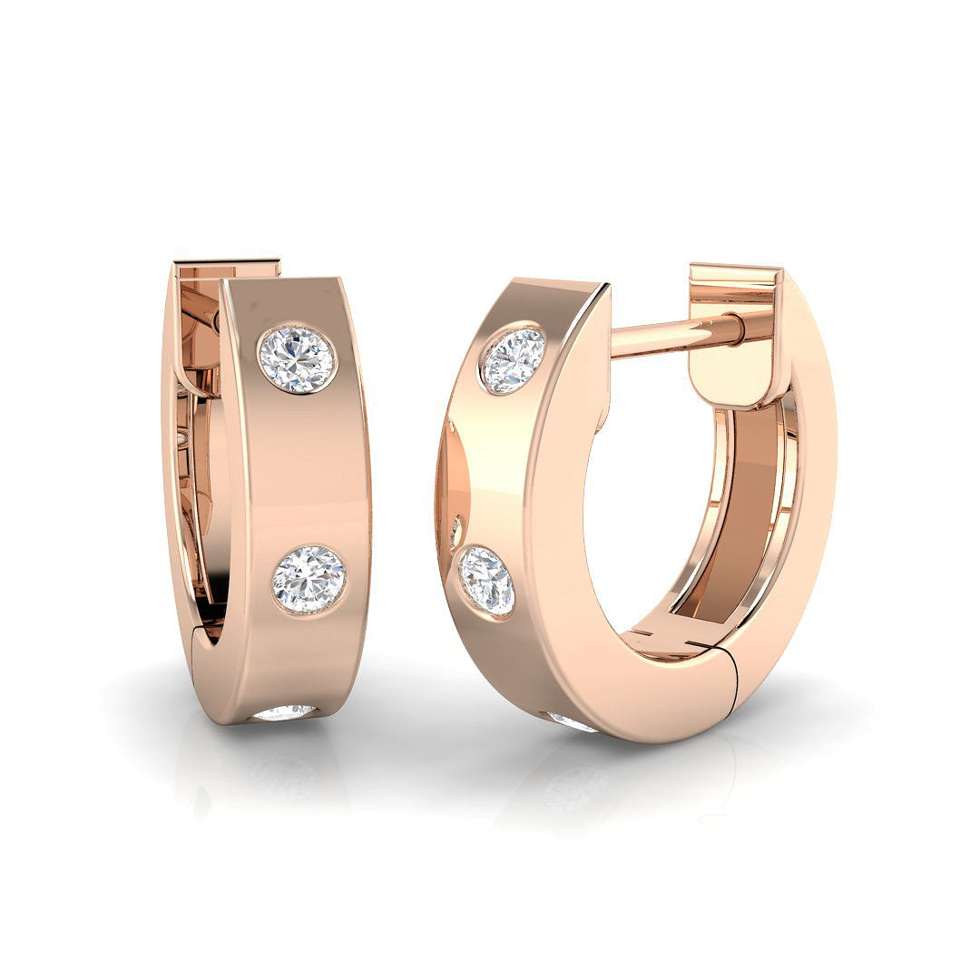 0.1 Ct Diamond Hoop Earrings in 10K/14K gold and platinum with certified lab-grown or natural diamonds