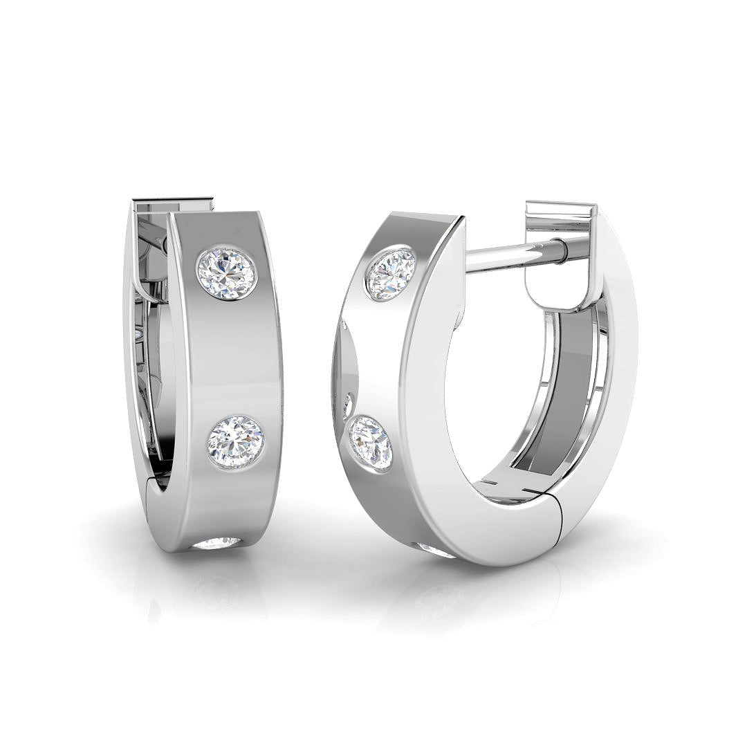 0.1 Ct Diamond Hoop Earrings in 10K/14K gold and platinum with certified lab-grown or natural diamonds